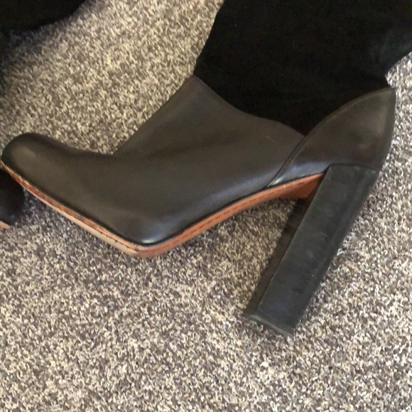 Rachel Zoe Black Boots Leather and Suede Size 8 - Picture 3 of 6